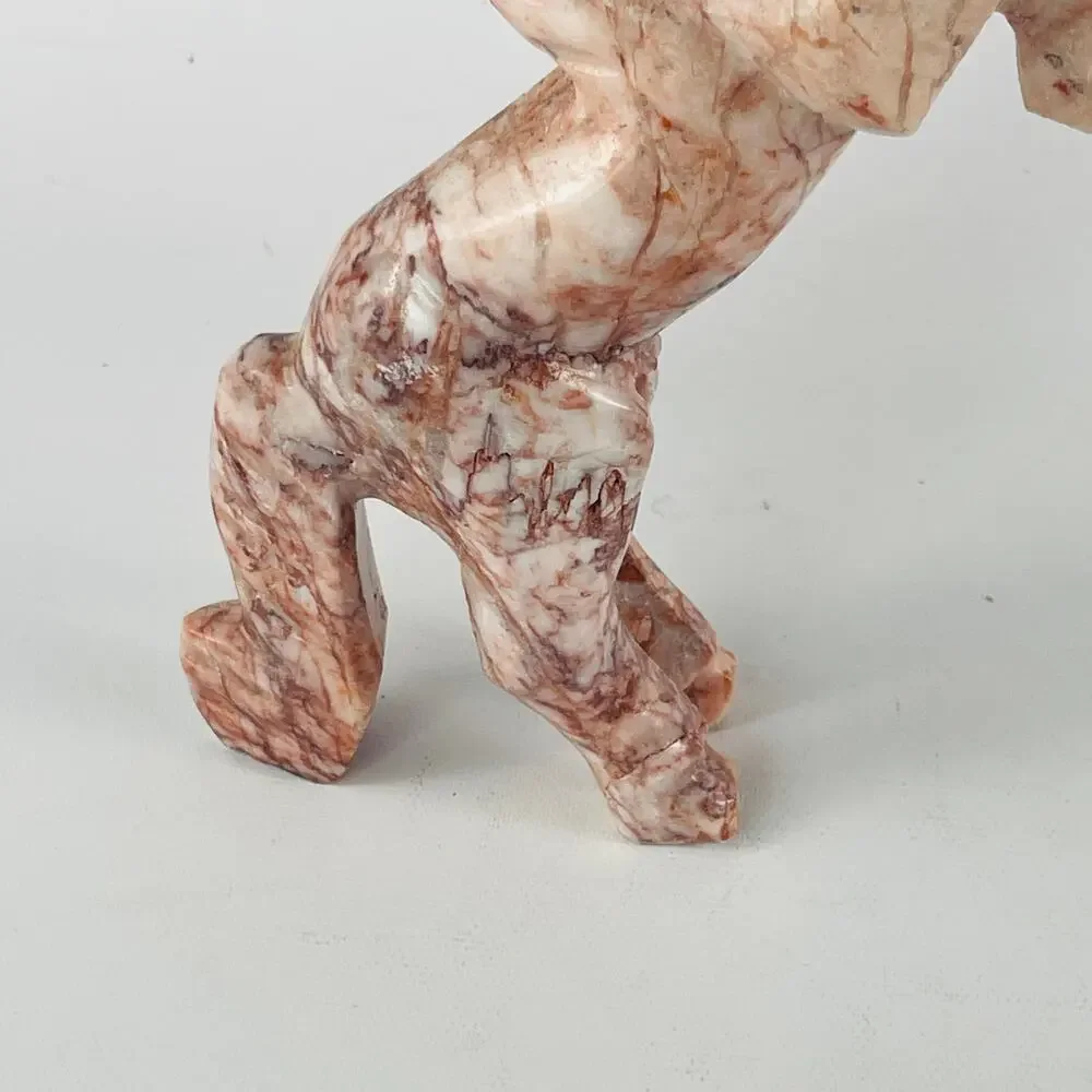 Vintage Pink Onyx 7” Horse Statue Sculpture Rearing - Picture 3 of 4